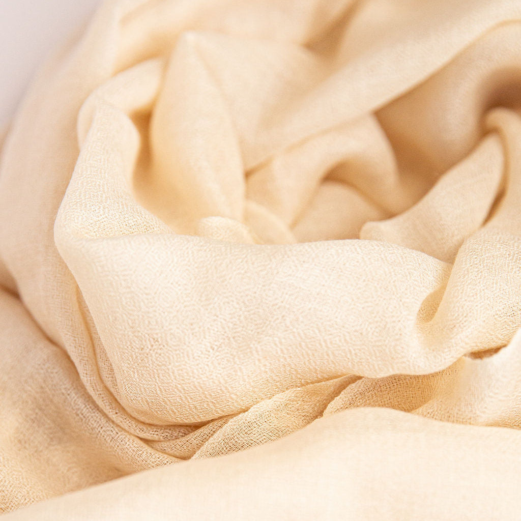 Everest Ivory cashmere pashmina draped in soft folds